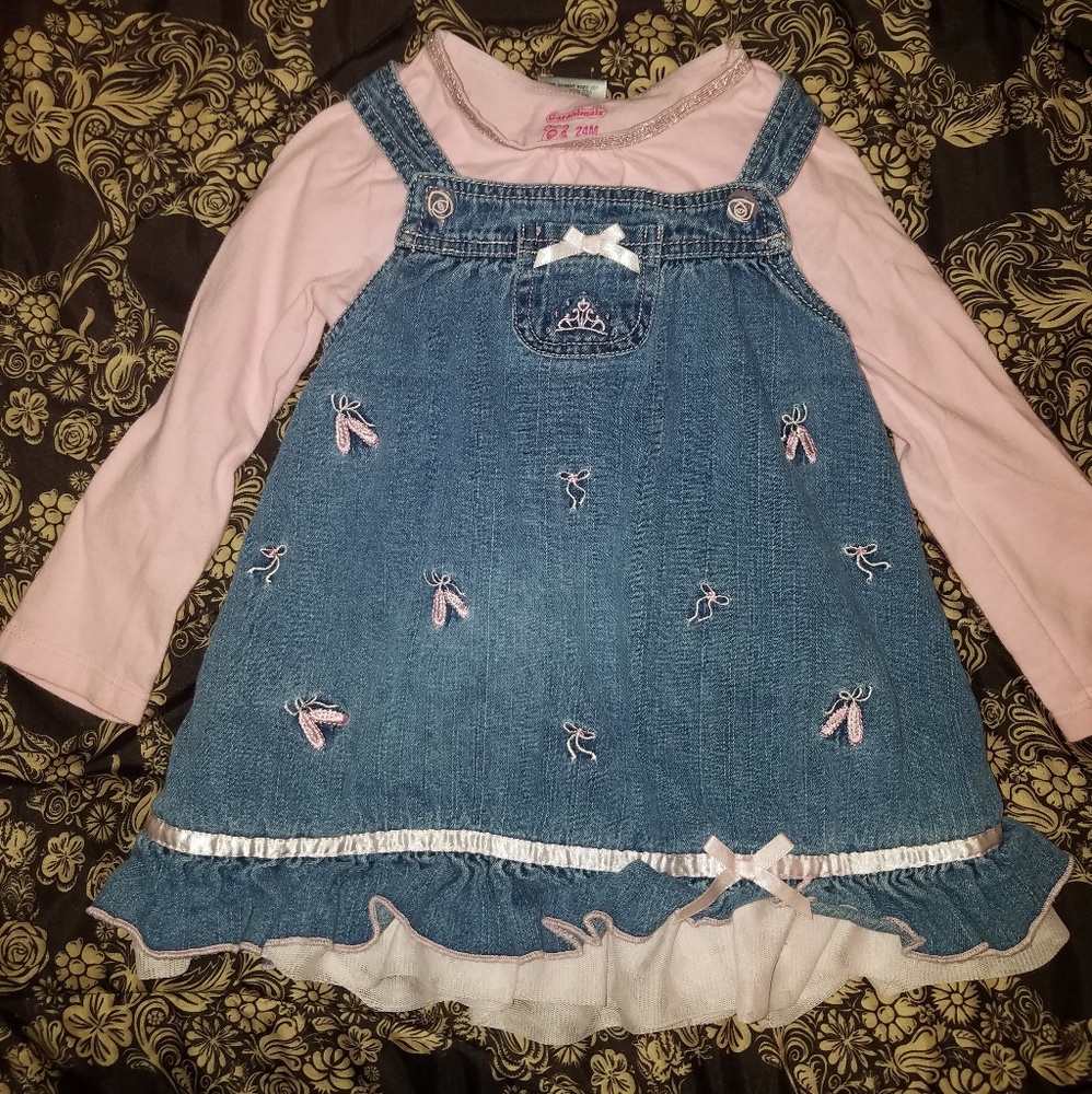 24/mo denim dress with long sleeved shirt